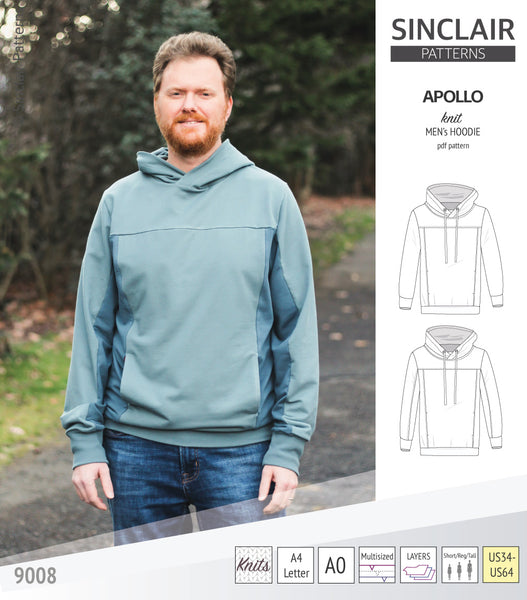 Apollo knit colorblocked hoodie for men (PDF) - Sinclair Patterns