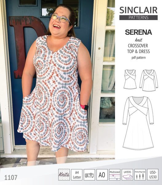 Serena crossover knit top and dress (PDF) - Sinclair Patterns