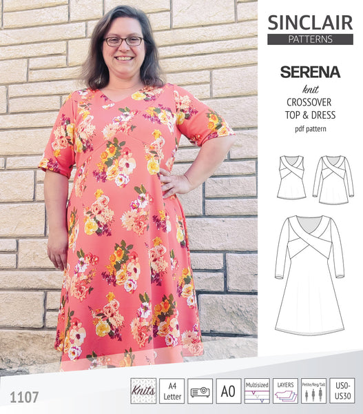 Serena crossover knit top and dress (PDF) - Sinclair Patterns