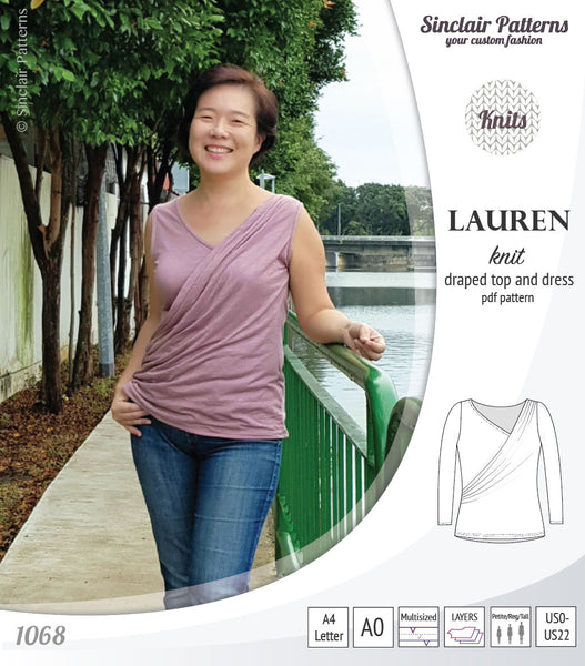 Lauren knit top and dress with front draped accent (PDF)