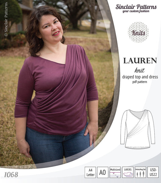 Lauren knit top and dress with front draped accent (PDF)