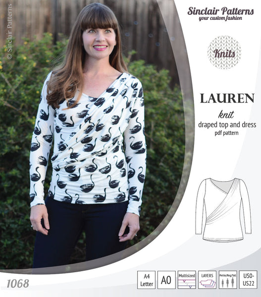 Lauren knit top and dress with front draped accent (PDF)