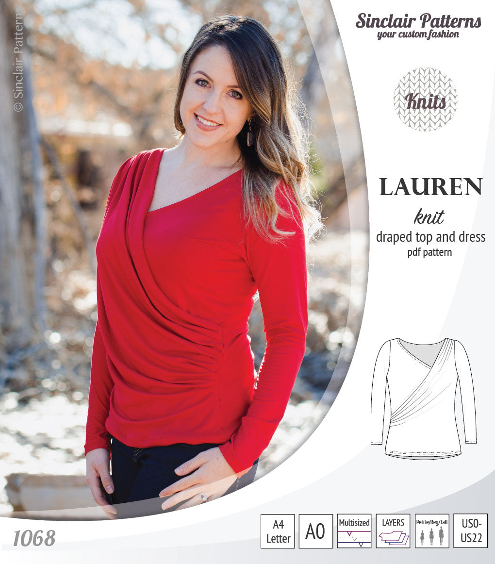 Valley Knit Skater Dress with Lantern Sleeves and Other options (PDF)