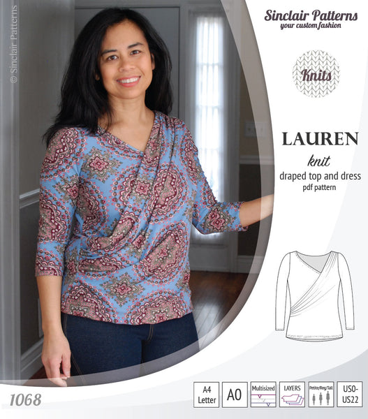 Lauren knit top and dress with front draped accent (PDF)