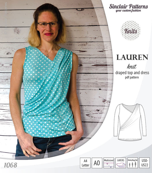 Lauren knit top and dress with front draped accent (PDF)