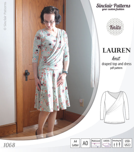 Lauren knit top and dress with front draped accent (PDF)