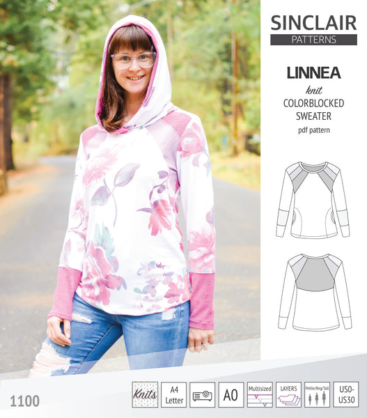 Linnea colorblocked sweater with pockets pdf sewing pattern - Sinclair ...