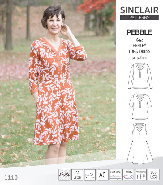 Pebble henley style top and dress (PDF) - Sinclair Patterns