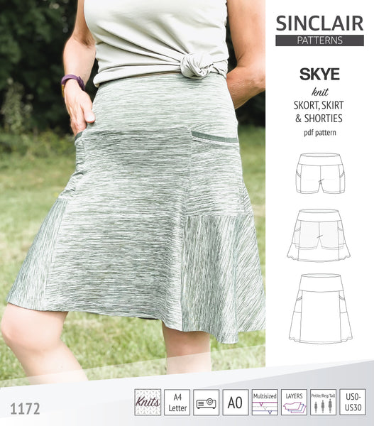 Skye skort, skirt and shorties with pockets and yoga waistband pdf sewing  pattern - Sinclair Patterns