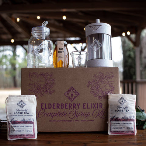 Elderberry elixir complete kit to brew herbal elderberry syrup to help with the seasonal cold