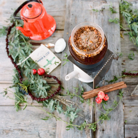 Seasonal Christmas Tea Mistletoe grove steeping in a Piper and Leaf tea dripper to make a DIY fun seasonal drink