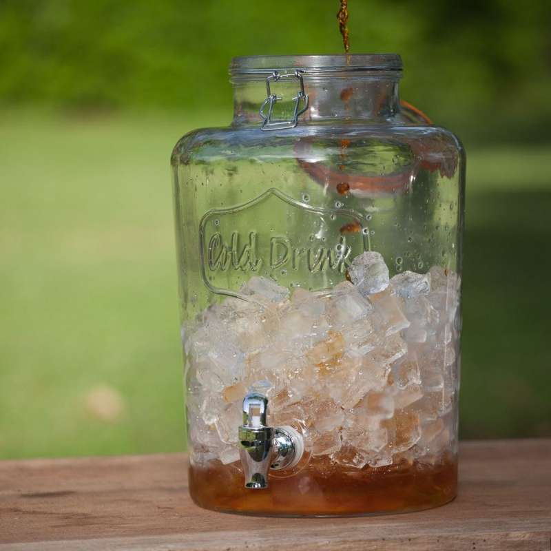 Wholesale Glass Mason Jar Beverage Drink Dispenser With Ice Glass