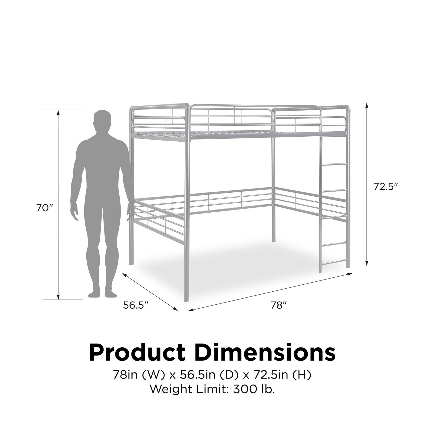 Full Metal Loft Bed Dhp Furniture