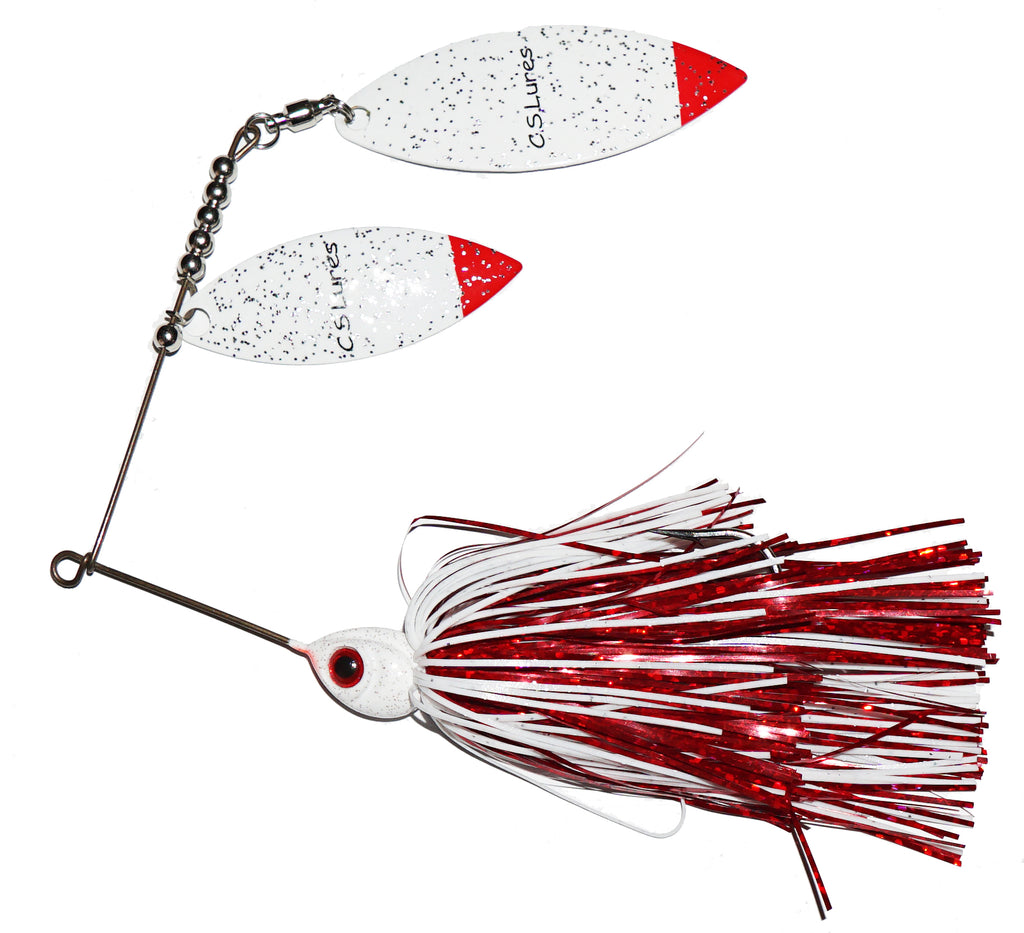  Trophy Bass Company CS-II Double Willow 3/8 Oz Spinnerbait,  Nickel Spinner Blades with Trailer, Trout, Walleye, Pike, or Bass Lures,  Fishing Lures for Freshwater or Saltwater, Golden Shiner : Sports