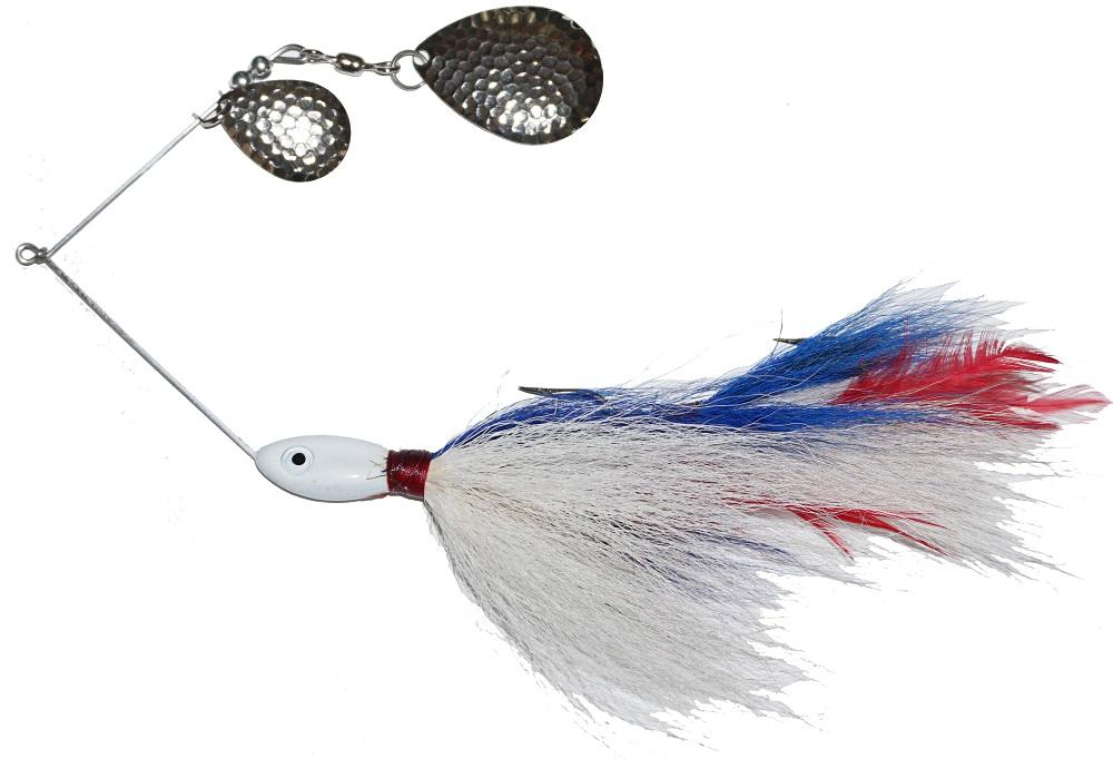 SPINNER BAIT 1oz MUSKY BASS BUCKTAIL ALL White MUSTAD HOOK Oklahoma BLADE