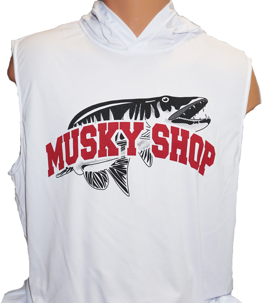 Musky Shop Men's Cooling Performance Sleeveless Hooded Tee Silver