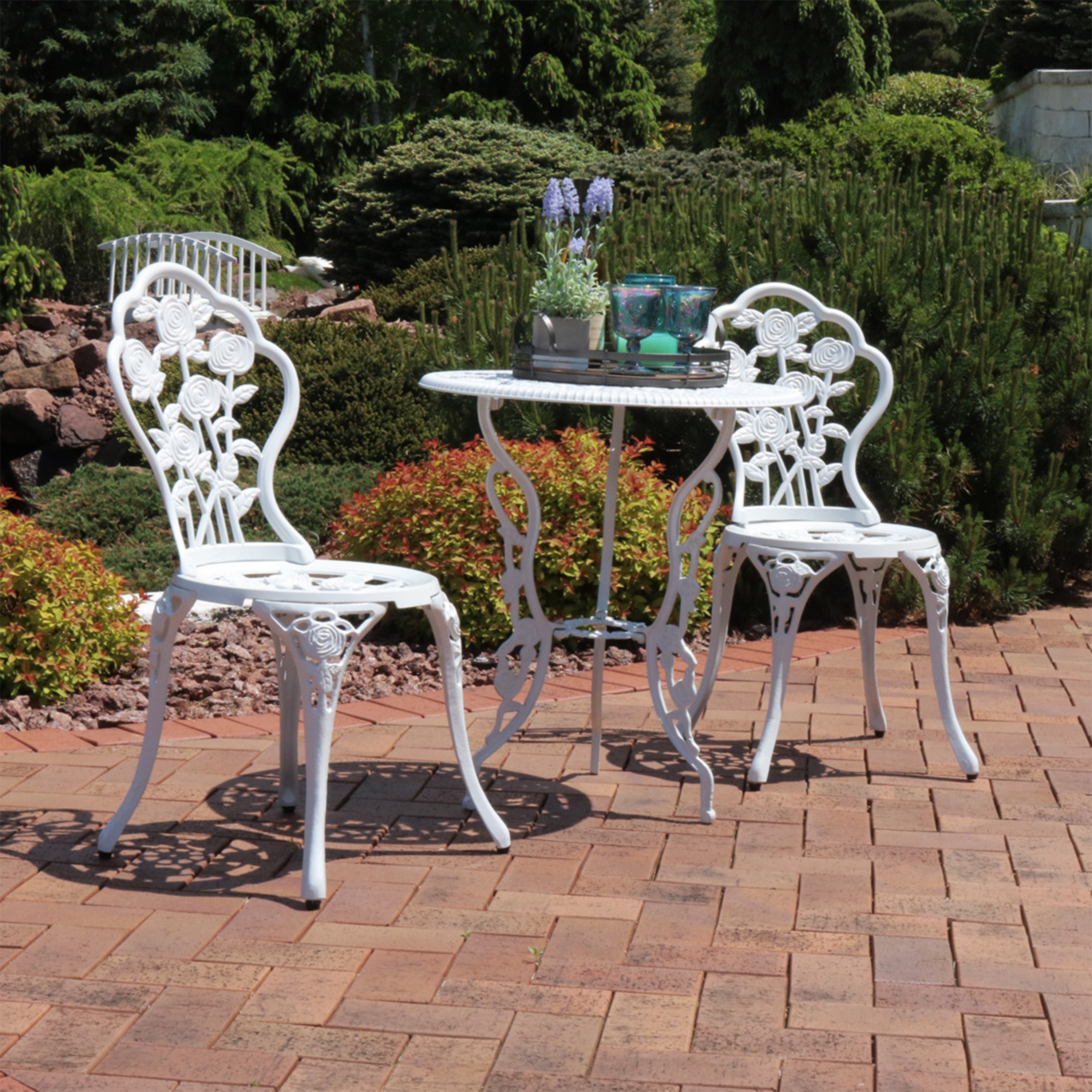 cast aluminium bistro set white