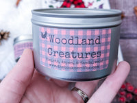 Woodland Creatures Soy Wax Candle | Violets, Aspen, & Sandalwood Scented Candle | Book Lover Gift | Book Themed Candle