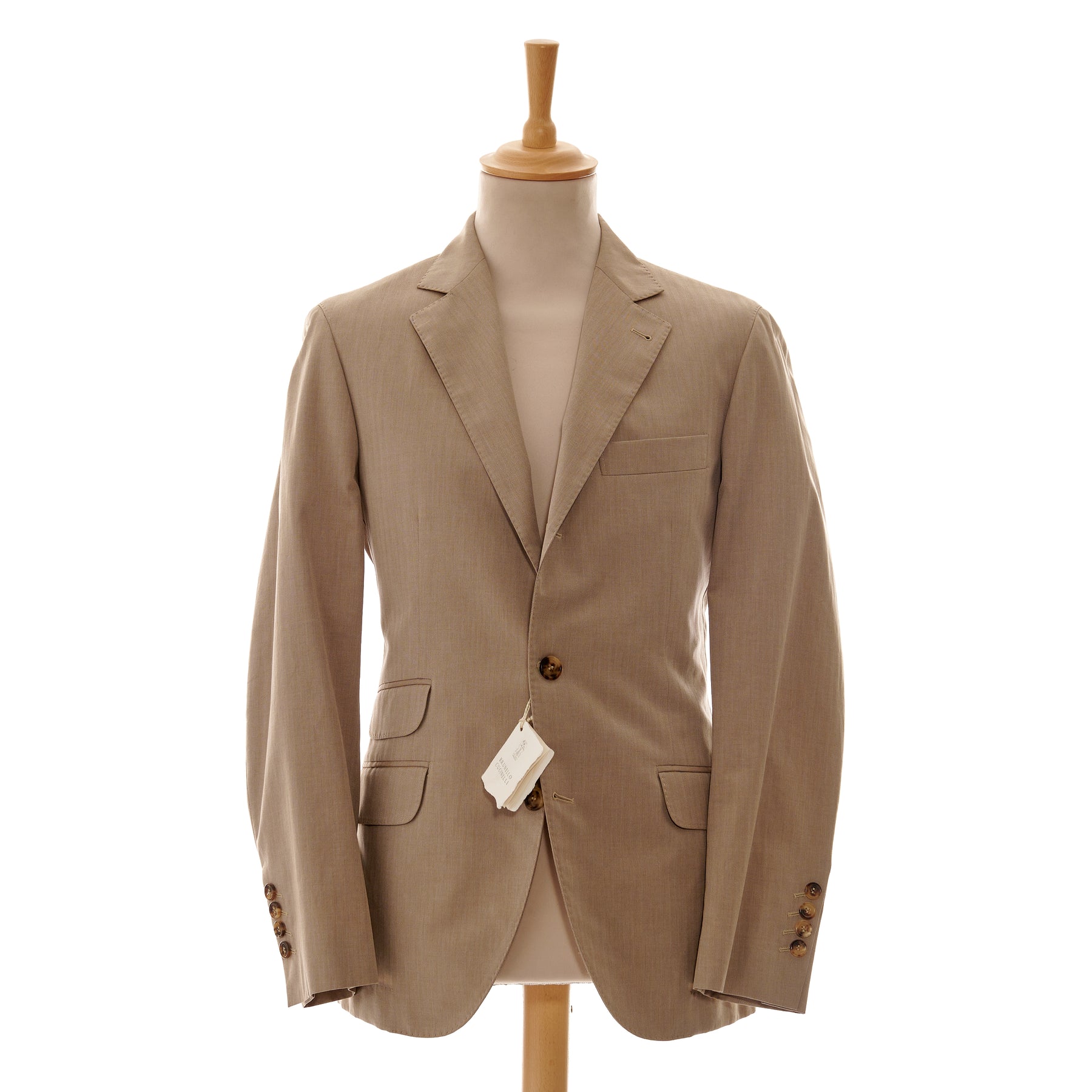 BRUNELLO CUCINELLI Double-Breasted Herringbone Linen Suit Jacket