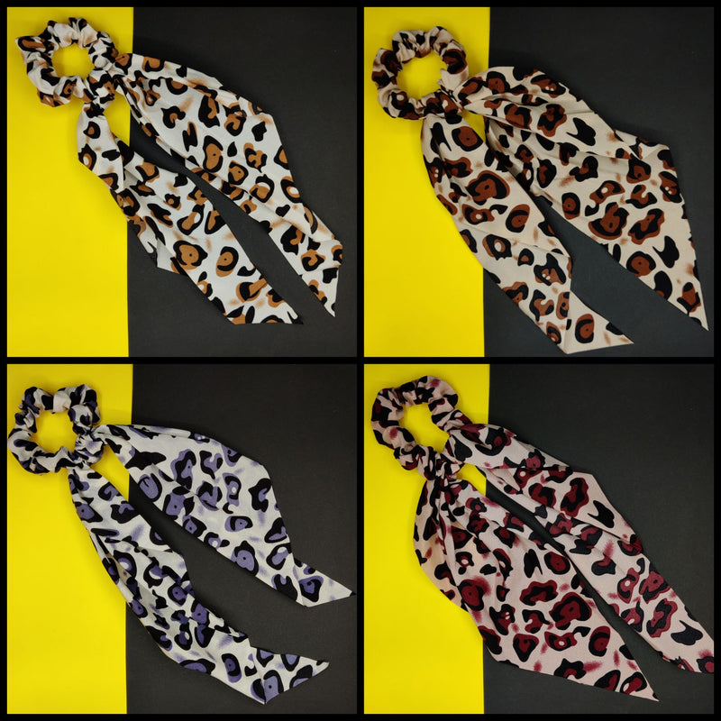 Leopard print Hair Scrunchies With Tail - UBK553