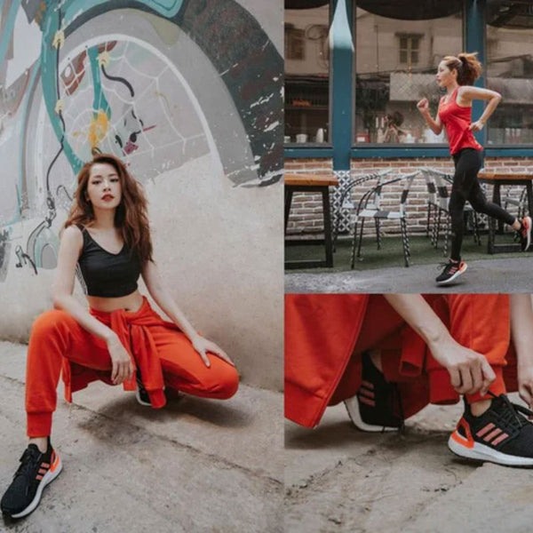 Quần legging phối cùng Ultra Boost đen