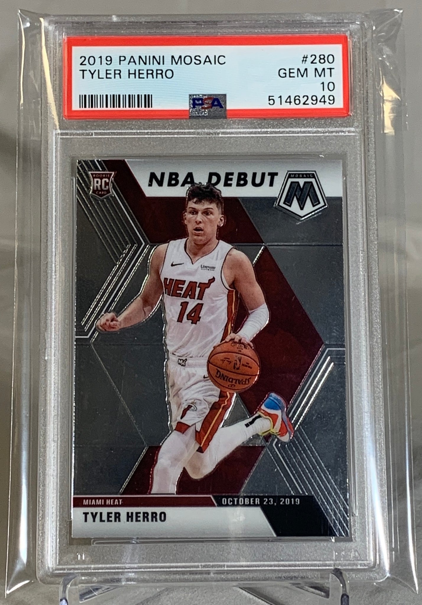 2019-20 Tyler Herro Rookie Card Heat NBA Panini Mosaic PSA GEM MINT 10  #51462949