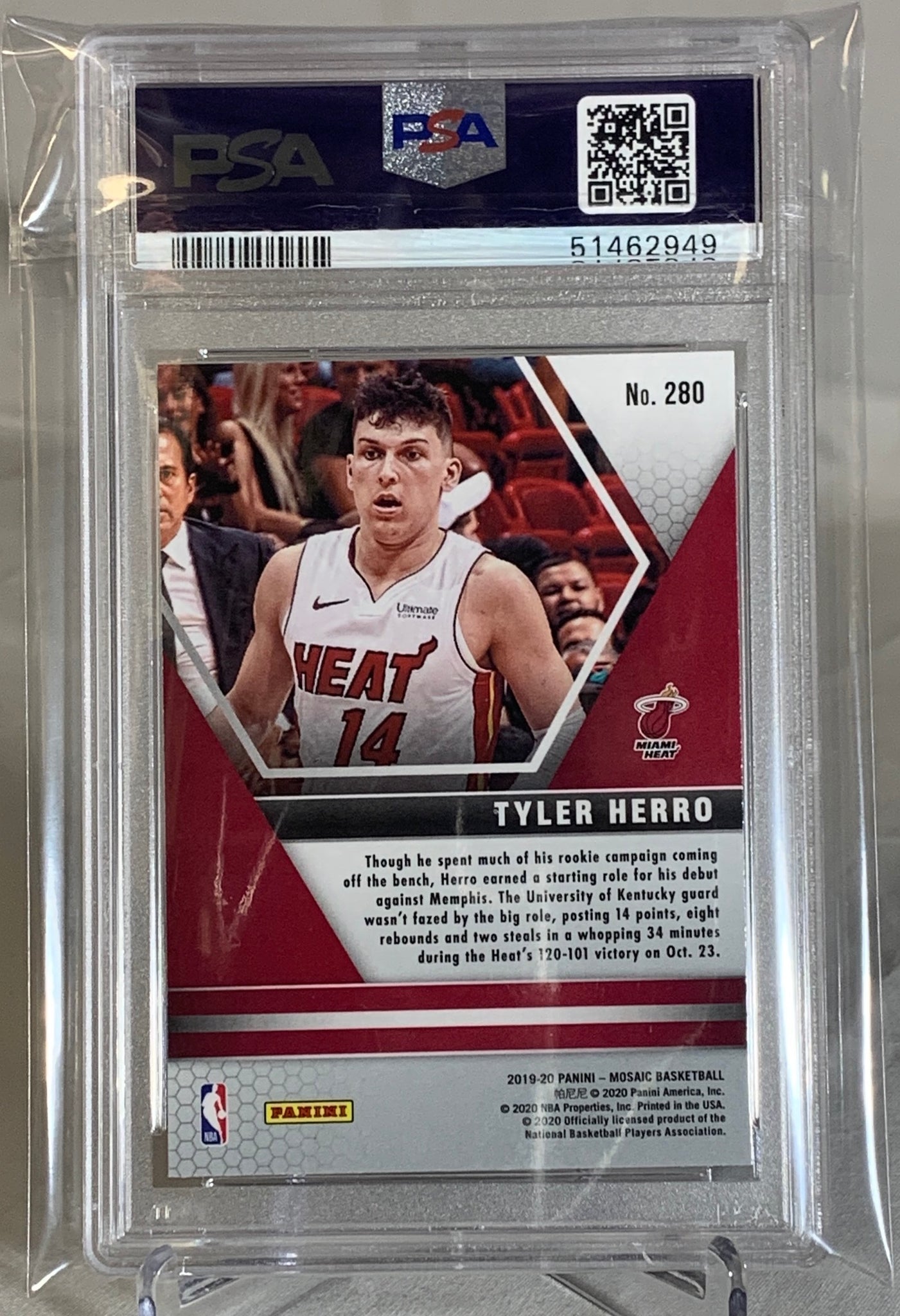 2019-20 Tyler Herro Rookie Card Heat NBA Panini Mosaic PSA GEM MINT 10  #51462949