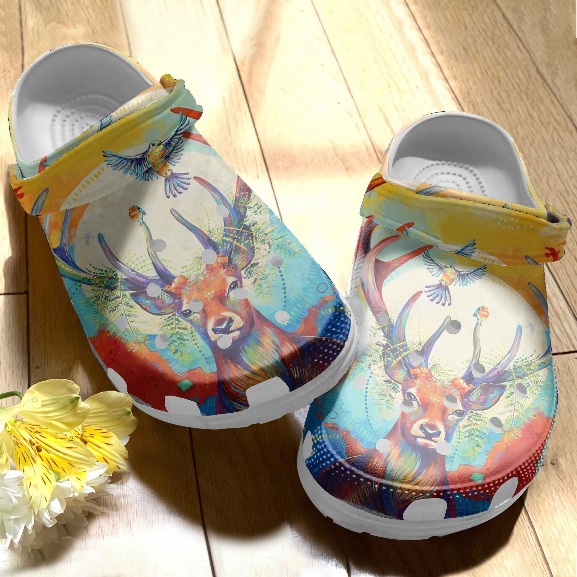 Hippie Colors Flower Crocs Clog Shoes