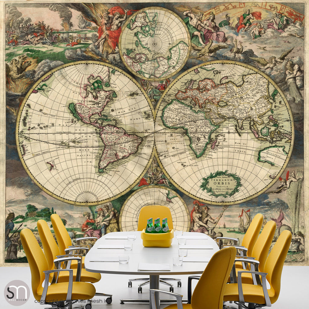 Antique Map Of World 1689 Wall Mural Graphicsmesh