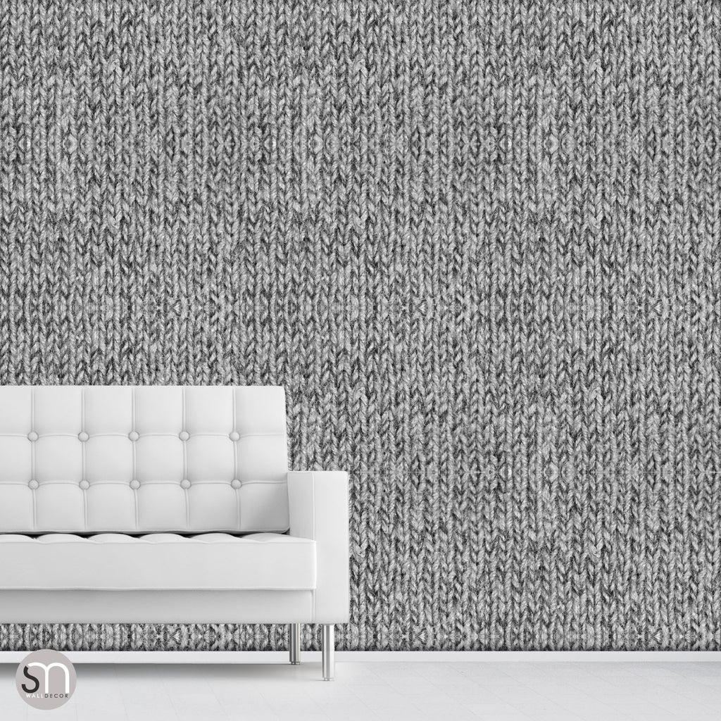 GREY KNIT SWEATER Peel Stick Realistic Texture Wallpaper