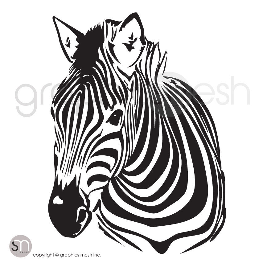 ZEBRA HEAD wall decals black stripes | GraphicsMesh