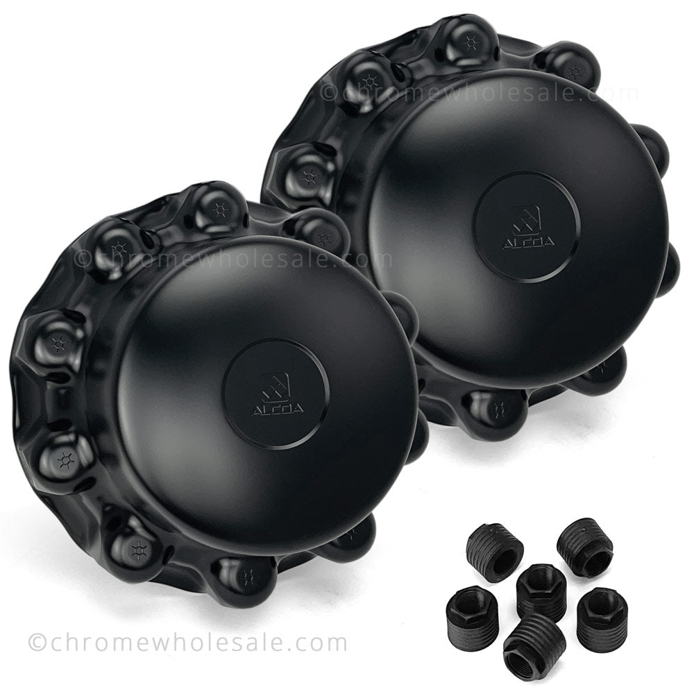 Rear Mate Black ABS Plastic Classic Hub Cover System for 10-hole 285.75mm Hub Piloted 22.5" and 24.5" Wheels (8.00" depth). Each - Chrome Wholesale product image