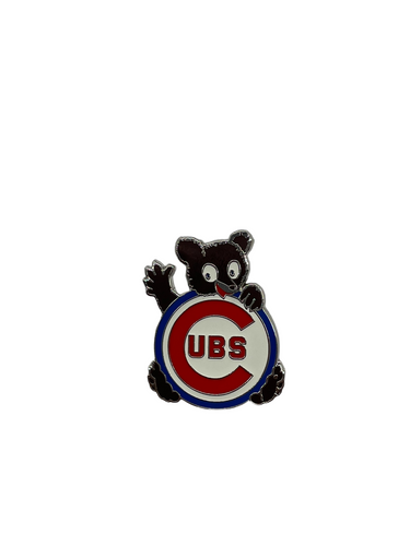 Chicago Cubs Mens White and Royal Pinstripe Crawl Bear Logo Ringer