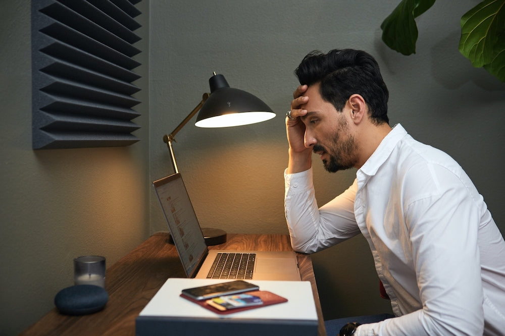 stress businessman sitting at desk