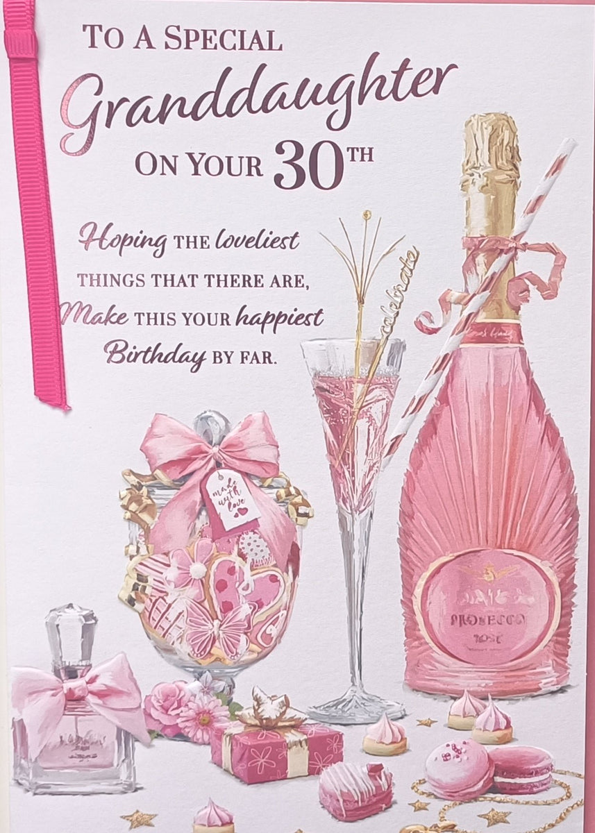 Granddaughter 30 Birthday - Pink Bottle & Gifts – Cards Delights