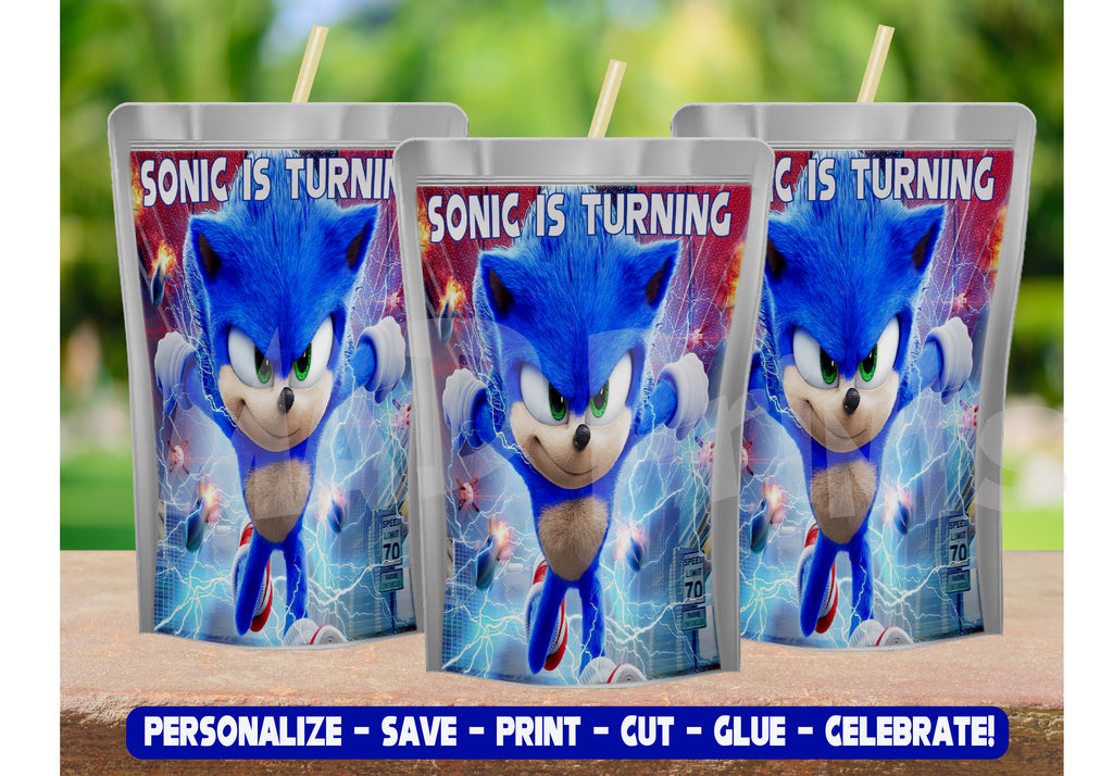 Sonic the Hedgehog Birthday Water Bottle Label Printable