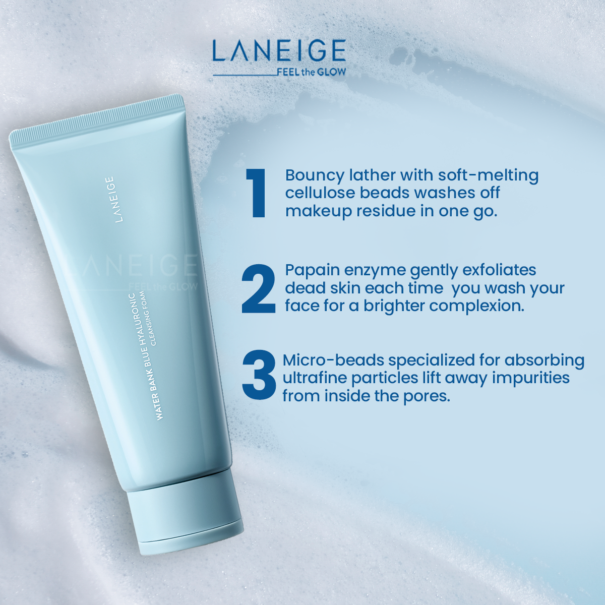 LANEIGE Water Bank Blue Hyaluronic Cleansing Foam 150g  LANEIGE Online