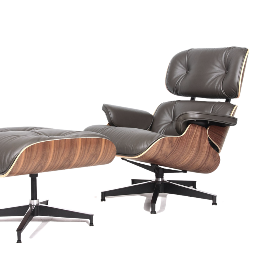 Lounge Chair And Ottoman Mid Century Style In Aniline Leather And