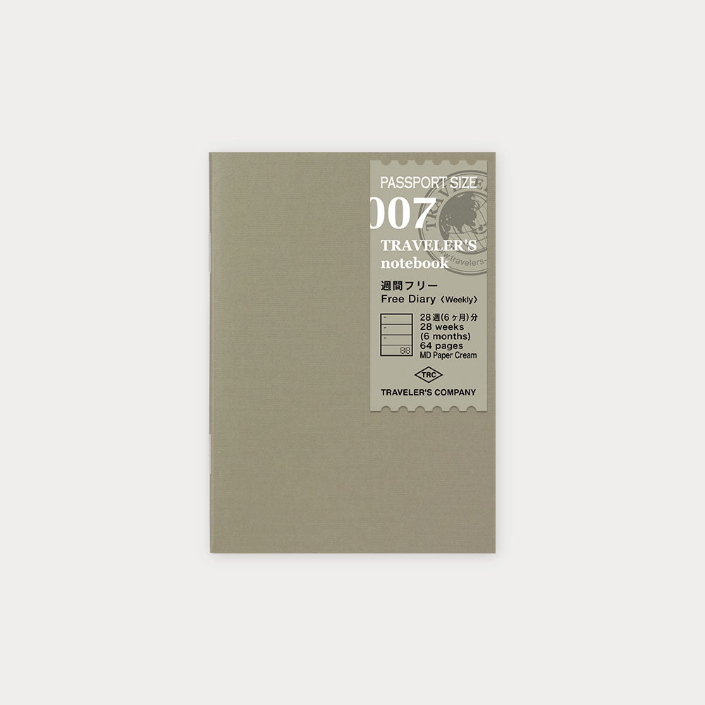 TRAVELER'S Notebook - Passport Size Refill - 007 Free Weekly Diary ...