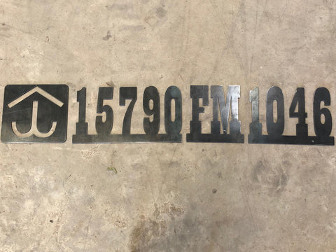 Custom Steel Cut Address sign with brand for fence