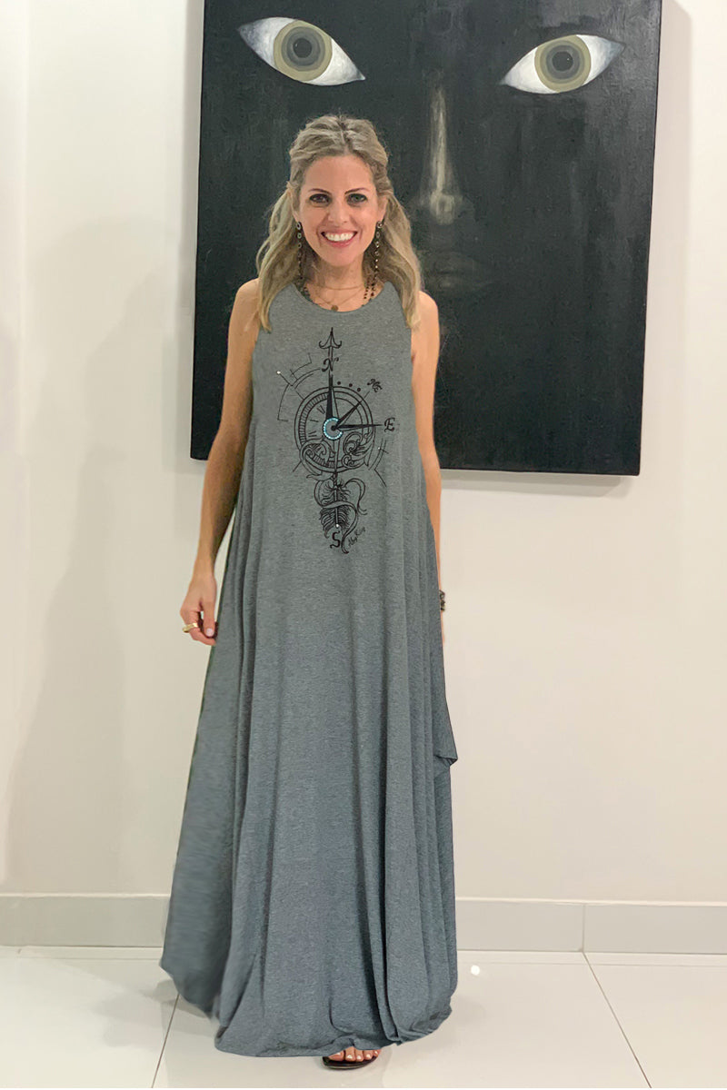 grey cotton maxi dress