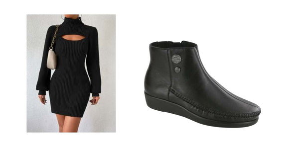 Mini Black Sweater Dress and Black Boots
