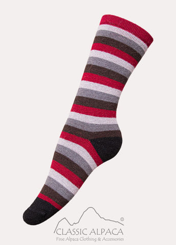 Old School Vintage Striped Socks, Size Medium | 100% Alpaca Wool | Warrior Alpaca Socks