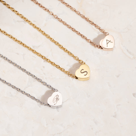 dainty engraved heart necklace