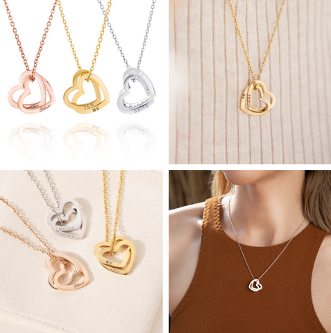 Heart necklace engraved