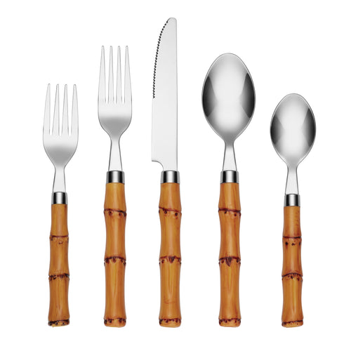 Set 5 Utensilios Cocina + Base De Madera Bamboo – Dulces Sabores