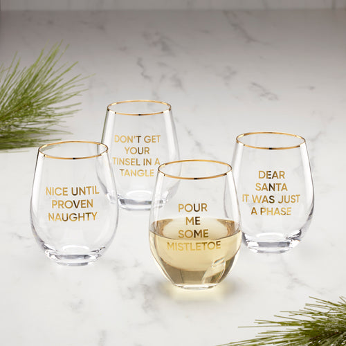 Cambridge 18 oz Gold Stainless Steel White Wine Glasses, Set of 4 - Gold