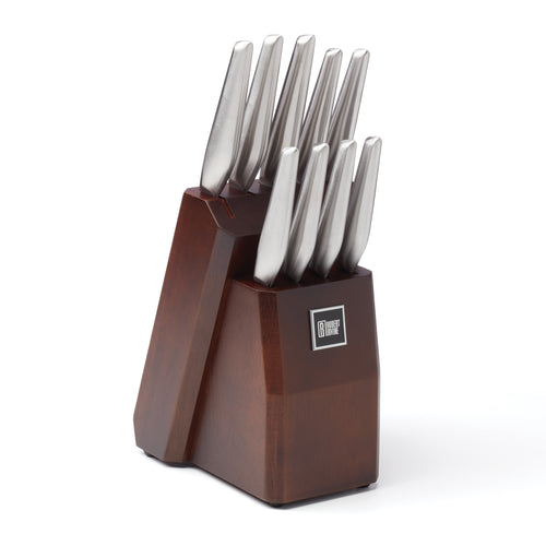 Robert Irvine 10-Piece Hollow Handle Knife Block Set - Brushed Gold