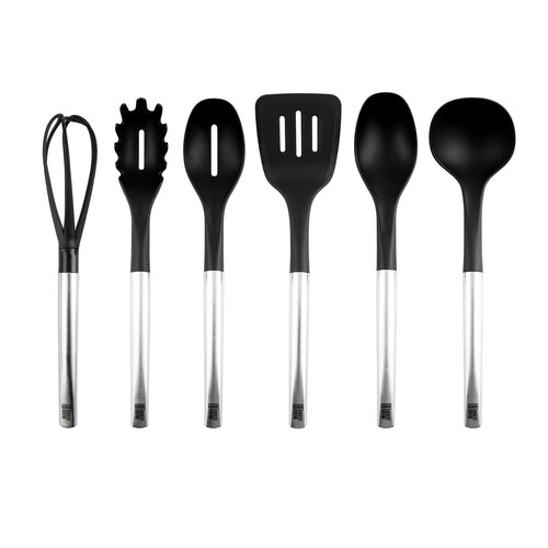 Nylon Cooking Utensil Set 6pc Silicone Kitchen Tools in Black