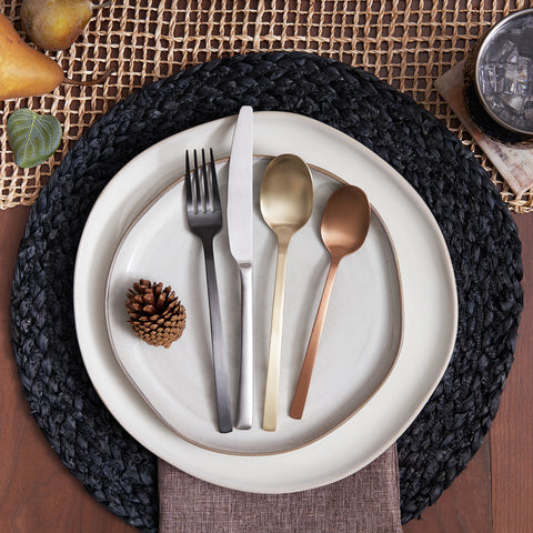 Matte Black Flatware Set  Eloquence Black Satin 20-Piece Set – Cambridge  Silversmiths®